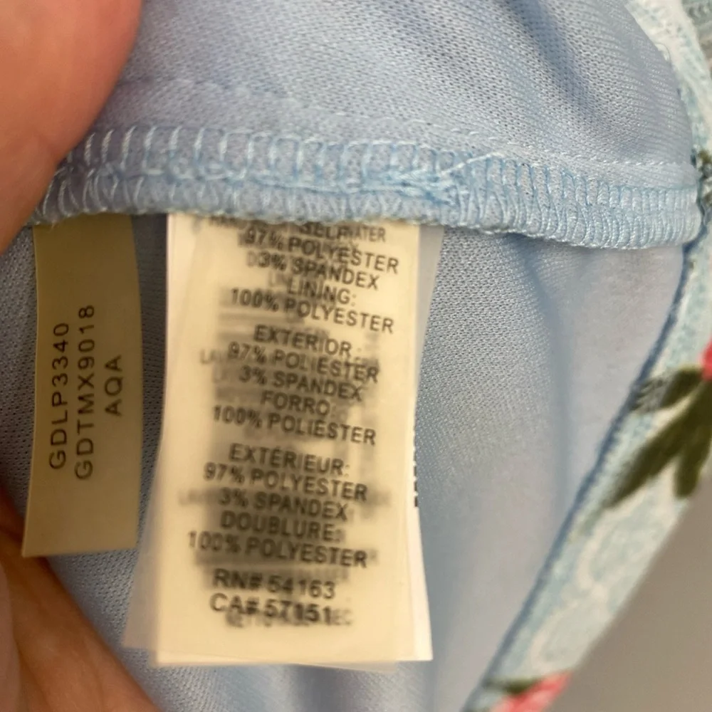 Guess Blue Lace Floral Mini Bodycon Dress Keyhole Back Sleeveles Lattice Size 14 - Picture 4 of 12